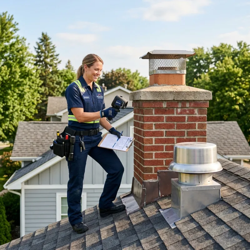 Technician inspecting a Ivanhoe roof cavity and ductwork for a dead bird