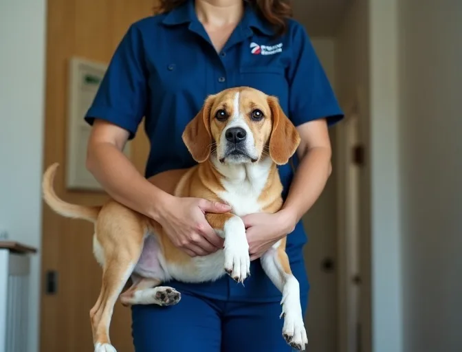 Technician respectfully transporting a deceased dog in Ivanhoe